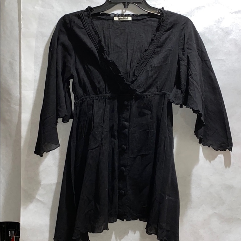 Spiral Girl Sheer Black Cotton Top